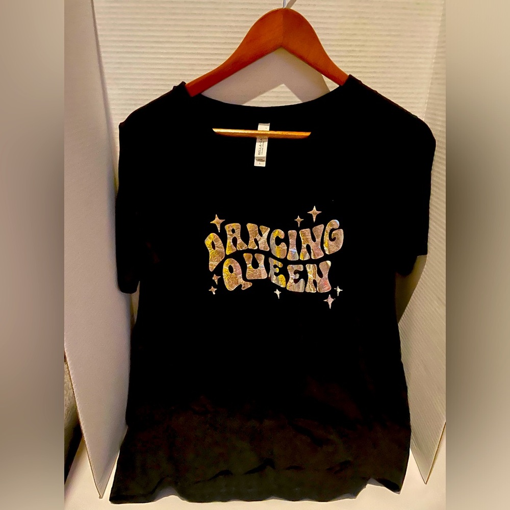 Women’s Bella Cannvas dancing queen, black short sleeve T-shirt—Large
